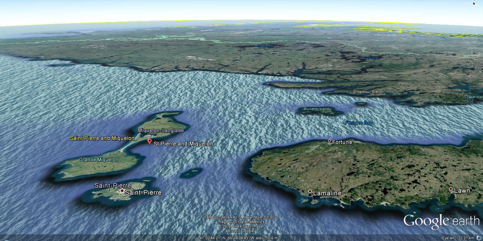 Saint Pierre and Miquelon Earth Map